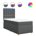 vidaXL Sommier à lattes de lit avec matelas Gris foncé 80x200 cm Tissu