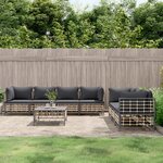 vidaXL Salon de jardin 8 Pièces avec coussins anthracite résine tressée