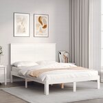 vidaXL Cadre de lit avec tête de lit blanc 120x200 cm bois massif