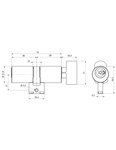 THIRARD - Cylindre adaptateur rond à bouton T2 BLCT  38Bx38mm  diamètre 22mm  4 clés