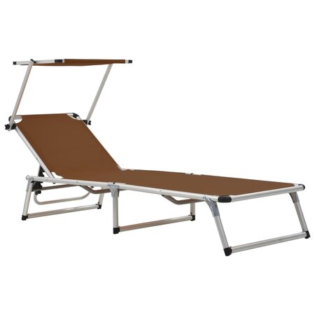 vidaXL Chaise longue pliable avec auvent Aluminium et textilène Marron