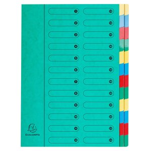 Trieur Extensible Harmonika Sans Élastique Fenêtres Imprimées 24 Compartiments - A4 - Vert - X 4 - Exacompta