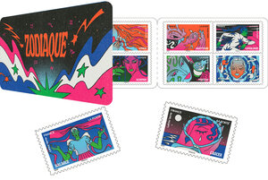 Carnet de 12 timbres - Zodiaque - Lettre verte