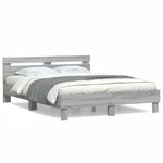 vidaXL Cadre de lit avec tête de lit sonoma gris 150x200 cm