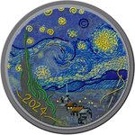 Pièce de monnaie en Argent 20 Dollars g 93.3 (3 oz) Millésime 2024 Fine Embroidery Art STARRY NIGHT