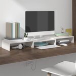 vidaXL Support de moniteur Blanc 80x24x10 5 cm Bois de pin solide