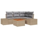 vidaXL Ensemble de canapé de jardin 5 pièces avec coussins en poly rotin et acacia beige