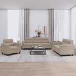 vidaXL Ensemble de canapés 3 Pièces avec coussins taupe tissu microfibre
