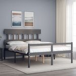 vidaXL Lit pour personne âgée sans matelas gris bois massif