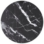 vidaXL Dessus de table noir Ø90x1 cm verre trempé avec design marbre