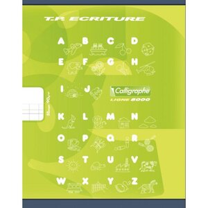 Cahier piqûre 32 pages 1 page double ligne 4 mm et 1 page unie 90 g format 17 x 22 cm CALLIGRAPHE