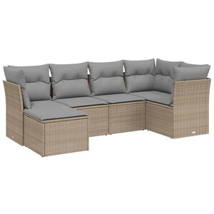 vidaXL Salon de jardin avec coussins 6Pièces mélange beige résine tressée