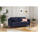 HEXAGONE Canapé convertible couchage express - 3 places - Velours bleu nuit - 182 x 85 x 97 cm - CLYDE