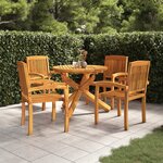 vidaXL Ensemble à manger de jardin 5 Pièces Bois de teck massif