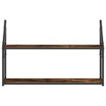 vidaXL Étagère murale 2 niveaux chêne fumé 80x21x51 cm bois ingénierie