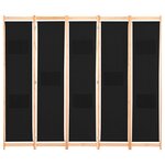 vidaXL Cloison de séparation 5 panneaux Noir 200 x 170 x 4 cm Tissu