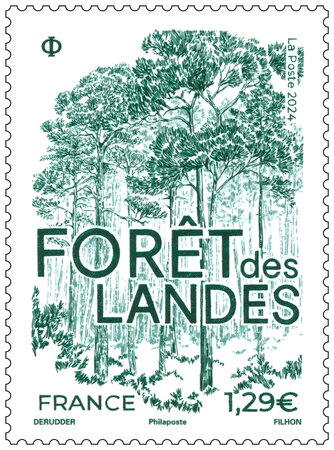 Timbre - Forêt des Landes - Lettre verte