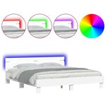 vidaXL Cadre de lit avec tête de lit et LED blanc 180x200 cm