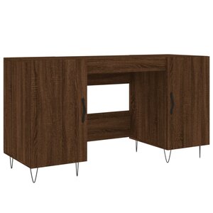 Bureau table poste de travail meuble d'ordinateur informatique étude chêne 140 x 50 x 75 cm bois d'ingénierie brun 02_0023611
