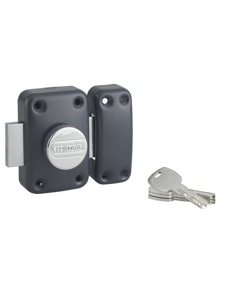 THIRARD - Verrou à bouton Transit 2 pour porte d'entrée  cylindre 40mm  4 clés  époxy anthracite