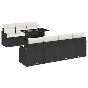 vidaXL Ensemble de canapé de jardin 8 Pièces Noir Poly Rattan