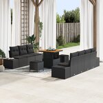 Ensemble de canapés de jardin 10 pièces vidaXL avec coussins noir poly rattan acacia