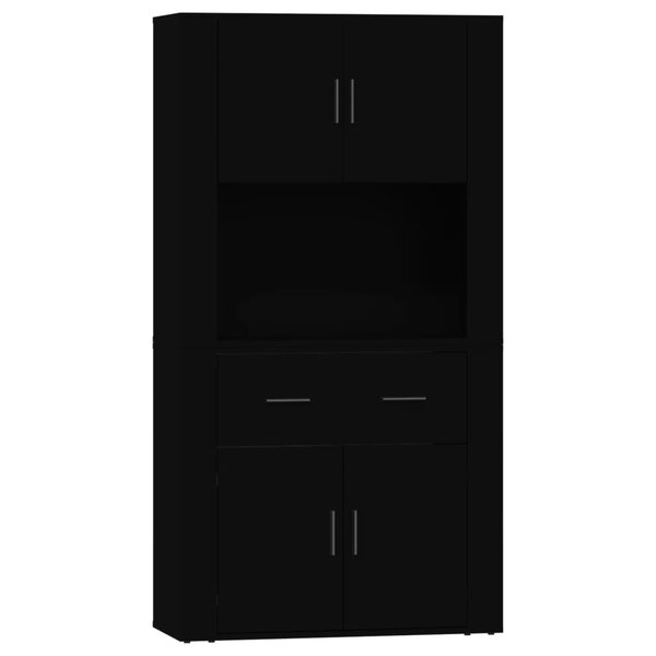 vidaXL Buffet haut Noir Bois d'ingénierie