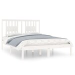 vidaXL Cadre de lit Blanc Bois massif 135x190 cm Double