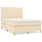 vidaXL Sommier à lattes de lit avec matelas Crème 140x190 cm Tissu