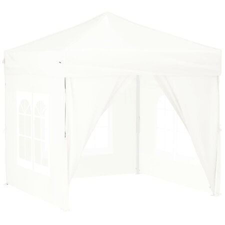 vidaXL Tente de réception pliable avec parois Blanc 2x2 m