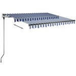 vidaXL Auvent manuel rétractable avec LED 350x250 cm Bleu et blanc