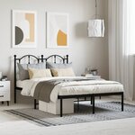 vidaXL Cadre de lit métal avec tête de lit noir 120x190 cm