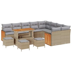 vidaXL Ensemble de canapé de jardin 13 Pièces Beige et Gris clair