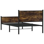 vidaXL Cadre de lit en métal sans matelas chêne fumé 100x190 cm