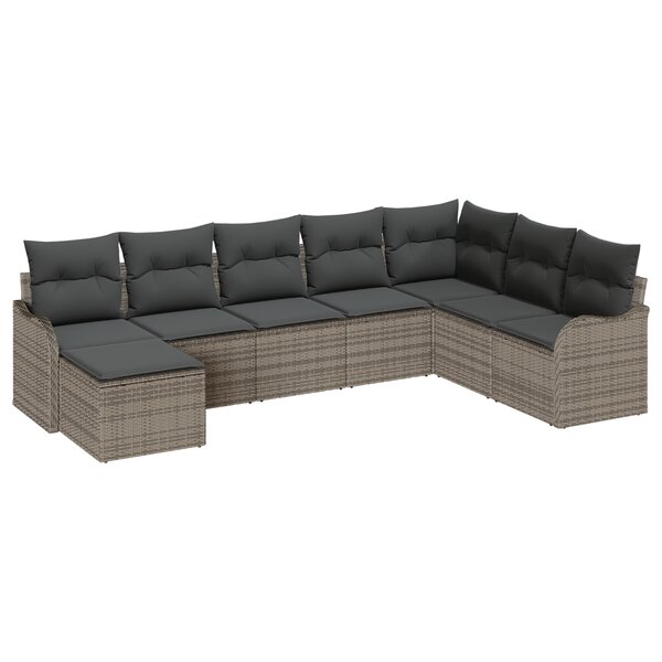 Ensemble de canapés de jardin 8 pièces avec coussins Gris Rattan synthétique