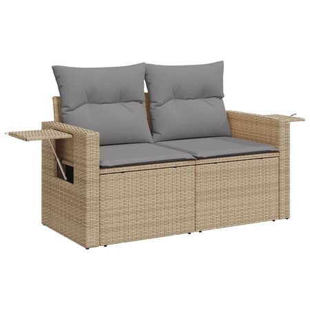 vidaXL Canapé de jardin avec coussins 2 places beige résine tressée