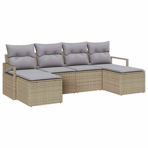 vidaXL Ensemble de Canapés 6 Pièces Beige polyrotin