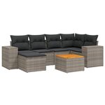 vidaXL Salon de jardin avec coussins 7 Pièces gris résine tressée