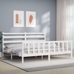 vidaXL Cadre de lit avec tête de lit blanc 200x200 cm bois massif