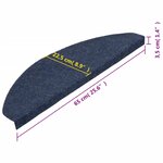 vidaXL Tapis d'escalier autocollants 15 Pièces 65x22 5x3 5 cm Bleu