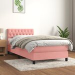 vidaXL Sommier à lattes de lit avec matelas Rose 90x190 cm Velours