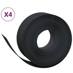 vidaXL Bordures de jardin 4 Pièces noir 10 m 20 cm polyéthylène
