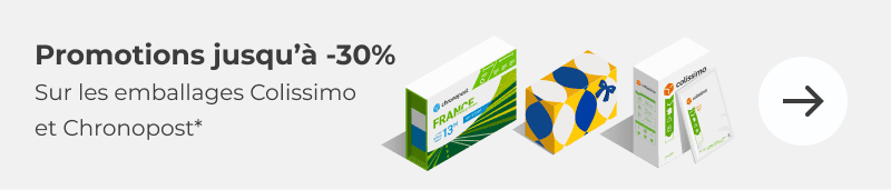 Promotion jusqu'à -30% pour tout achat d'une boite Colissimo ou Chronopost dans la sélection proposée, j'en profite pour passer commande