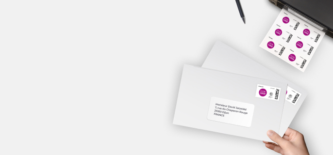 Personnalisez vos timbres avec le logo de votre entreprise. Testez pendant 1 mois à 5,50€ HT seulement et c'est sans engagement !