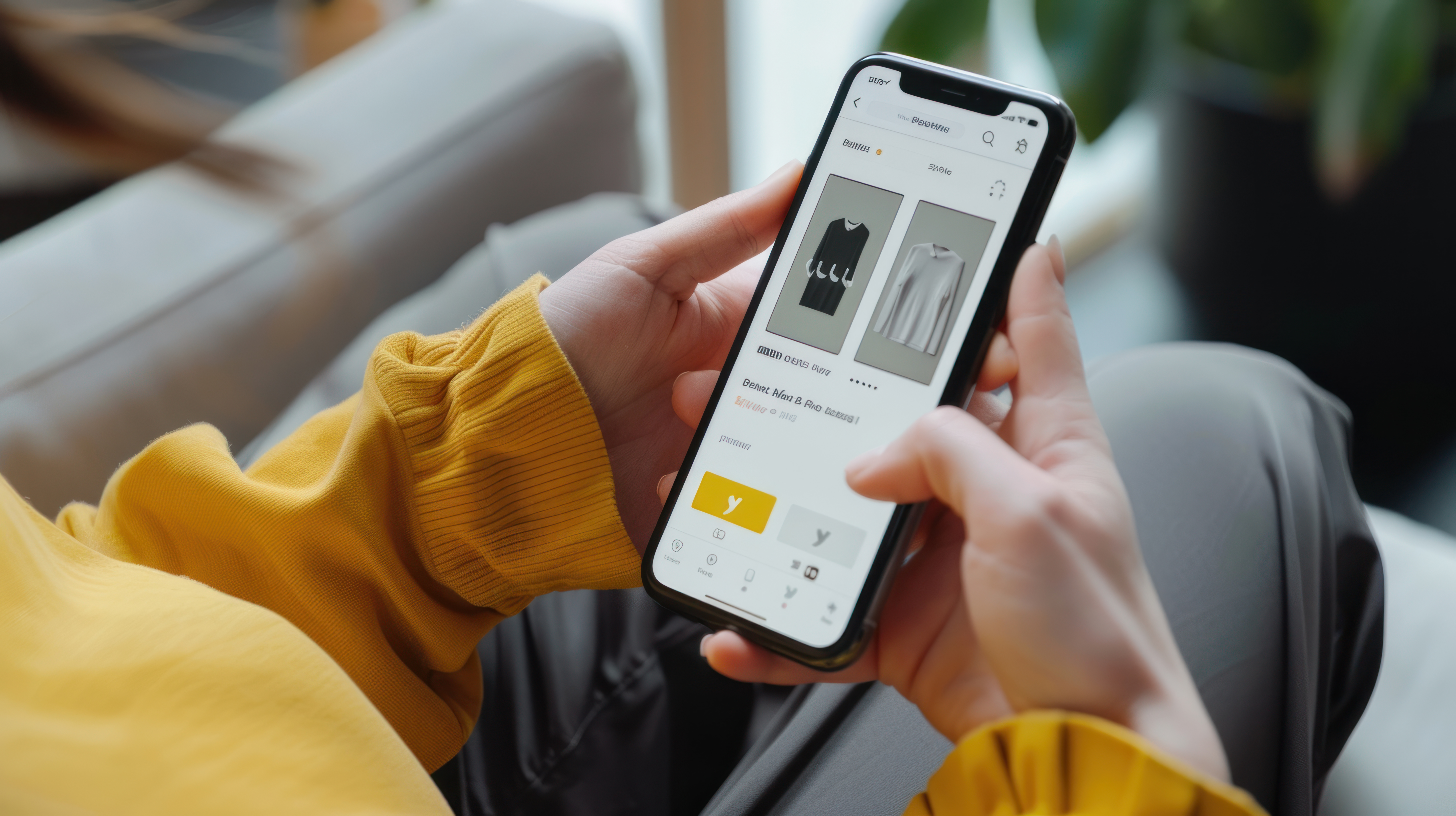 personne tenant son téléphone dans les deux mains, elle est entrain de visiter un site internet