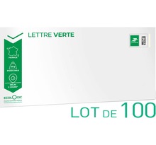 Prêt-à-Poster - Lettre Verte - 20g - Format DL - Enveloppes en lot de 100