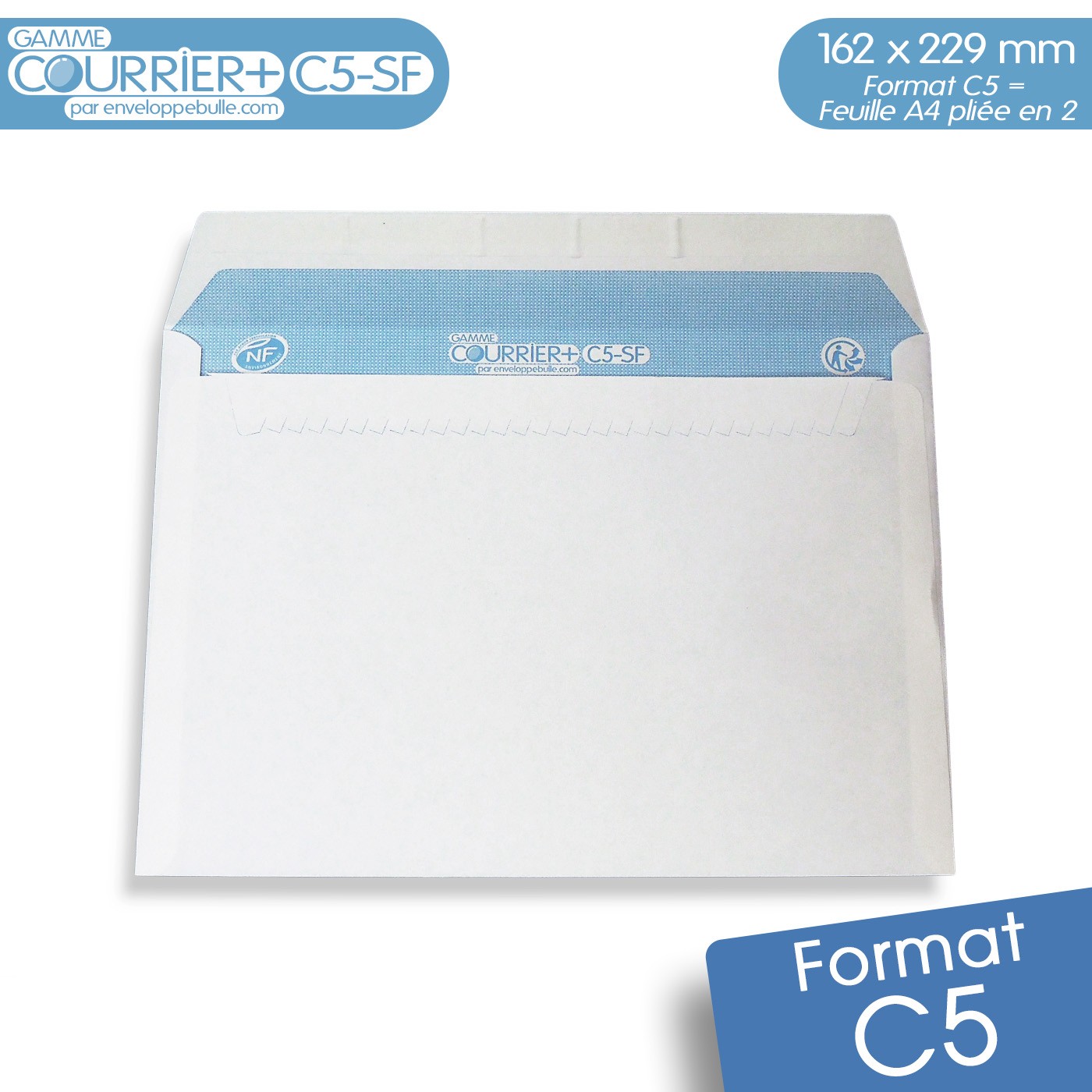 Art. 12221 Enveloppe C5 blanche autocollante avec fenêtre droite - prix par  carton de 500 ex.