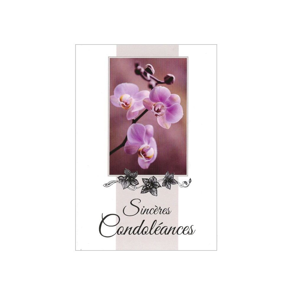 Carte de condoléances orchidée blanche