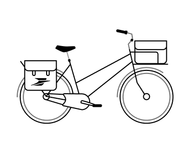 Visuel en noir et blanc illustrant un vélo de postier