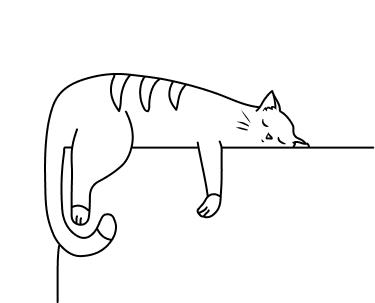 Visuel en noir et blanc illustrant un chat en pleine sieste